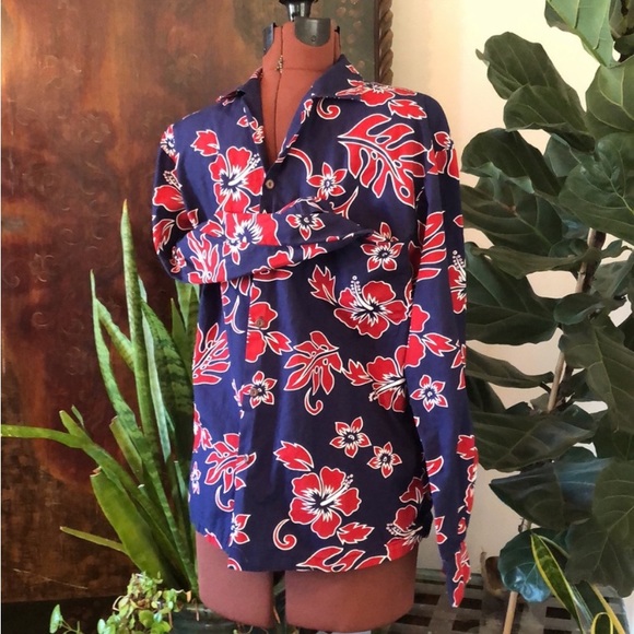 60s 70s Men's Vintage Hawaiian Short Sleeve Shirt